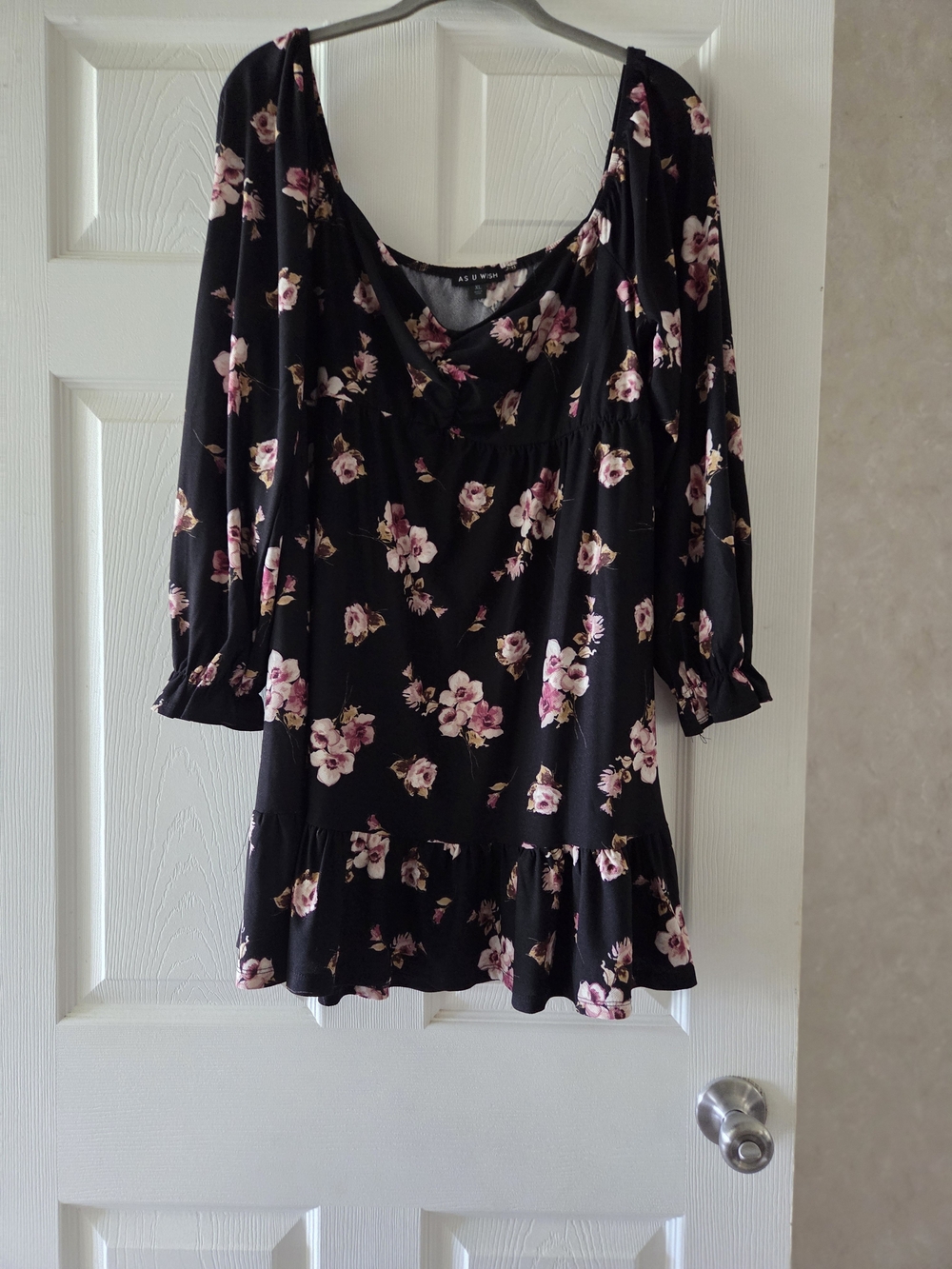 Ann Taylor Black Dress with Pink Floral Print